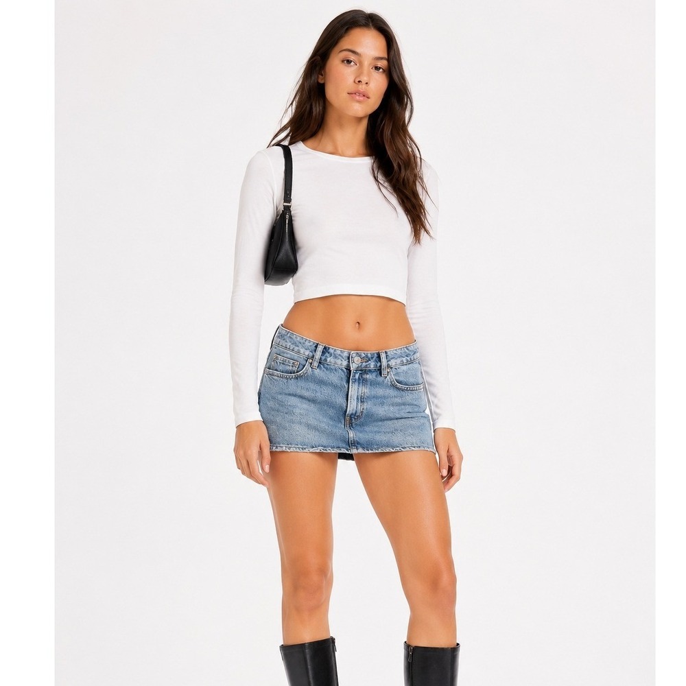 PacSun Womens 26 Denim Micro Mini Skirt Light Wash Y2K Casual Festival